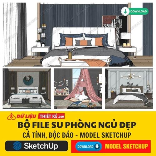 Bộ file sketchup model Phòng Ngủ cá tính, độc đáo, đơn giản