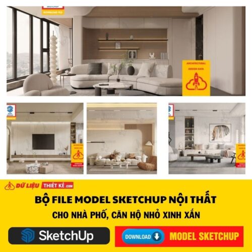 Bộ file model sketchup Nội thất cho Nhà phố, Căn hộ nhỏ xinh xắn