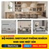 Bộ model Phòng Khách Sketchup phong cách Wabi Sabi Nhật Bản đẹp, tinh tế