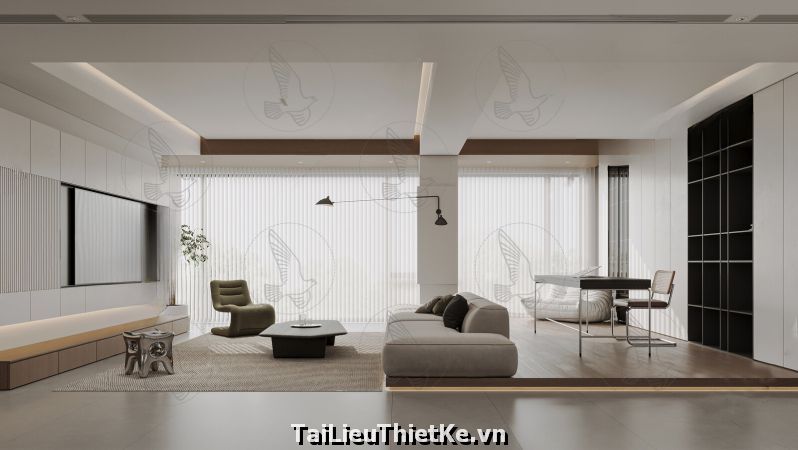 Tải model Nội thất Sketchup phong cách Wabisabi (Phòng Khách-Phòng Ngủ-Phòng Ăn)